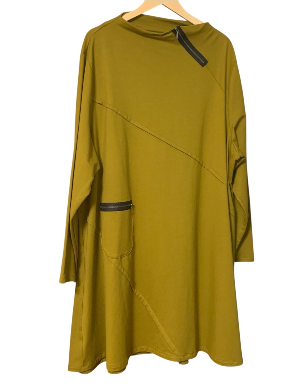Chalet Et Ceci 3X Tunic Dress Lagenlook Art to Wear Avocado Green